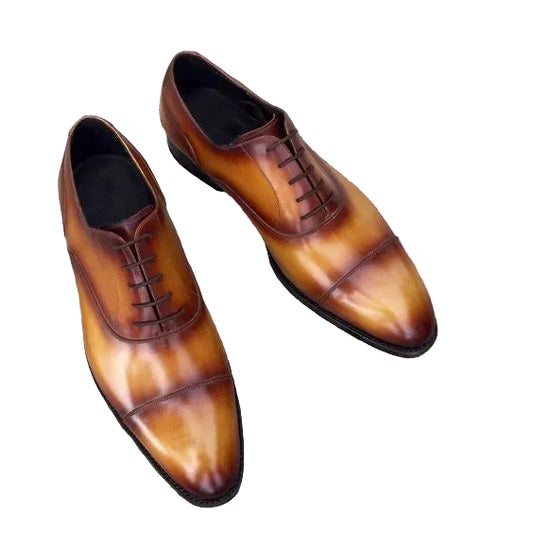 Men's Tan Brown Royal Patina Leather Shoes