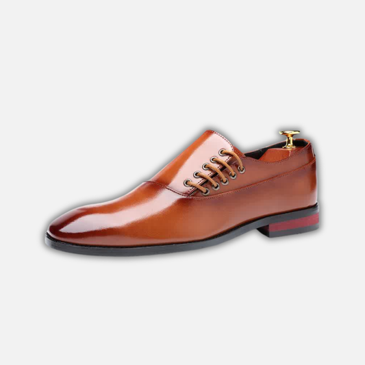 Men's Tan Brown Patina Leather Dress Shoes