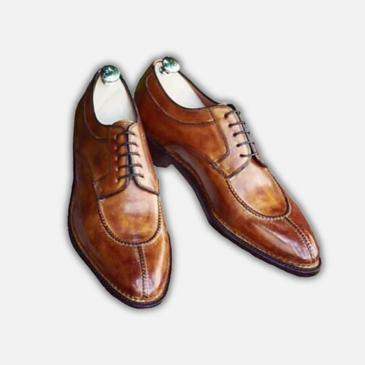 Men's Tan Brown Leather Slip Toe Oxford Shoes