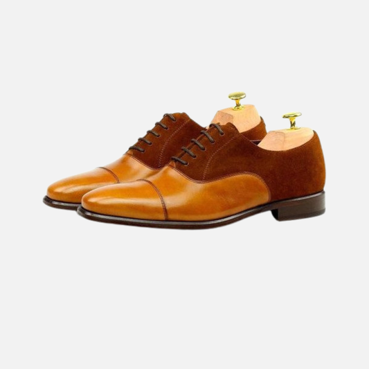 Men's Dual Tone Brown Suede Leather Oxford Shoes