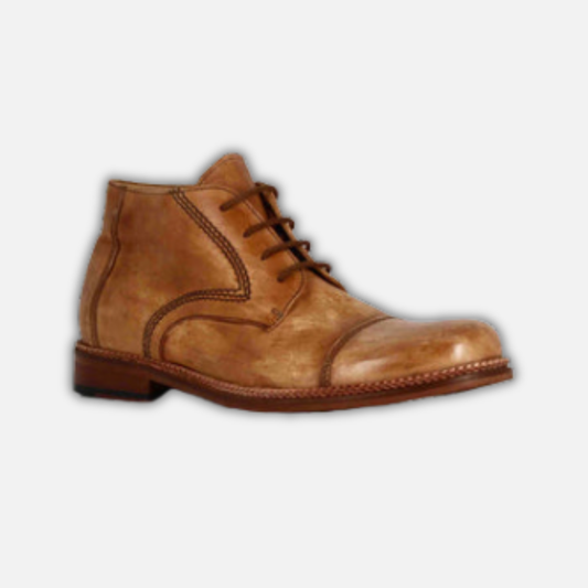 Men's lace-up ankle boots in beige leather