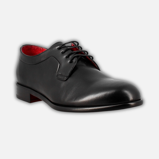 Elegant black derby for men in smooth leather