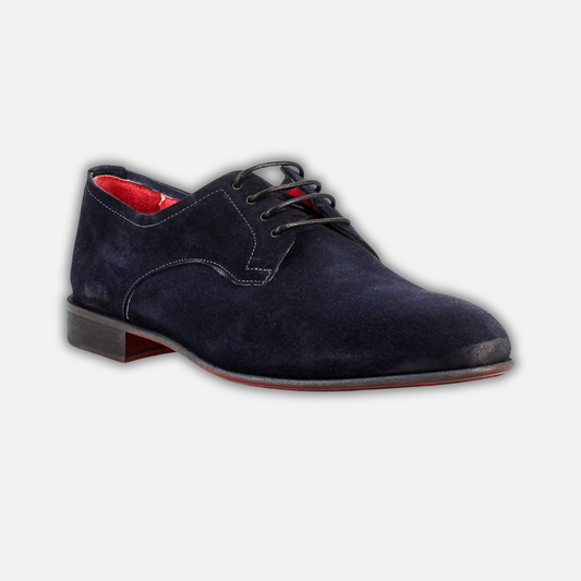 Elegant blue derby for men in suede