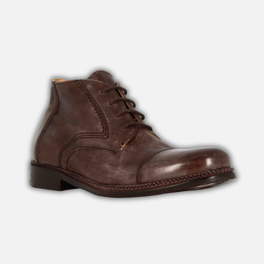Men's lace-up ankle boots in dark brown leather