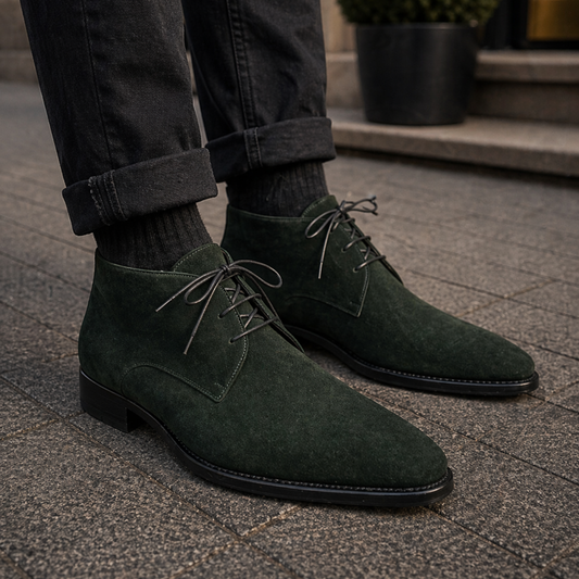 Men's Forest Green Suede Leather Chukka Boots