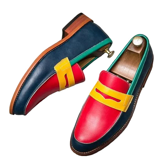 Men's Multi Color Leather Penny Loafers