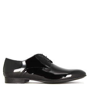 Elegant men's derby in shiny black leather