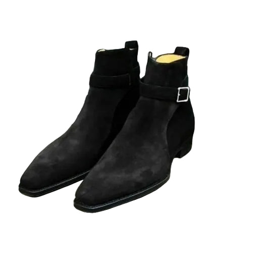 Men's Black Suede Leather Jodhpur Boots