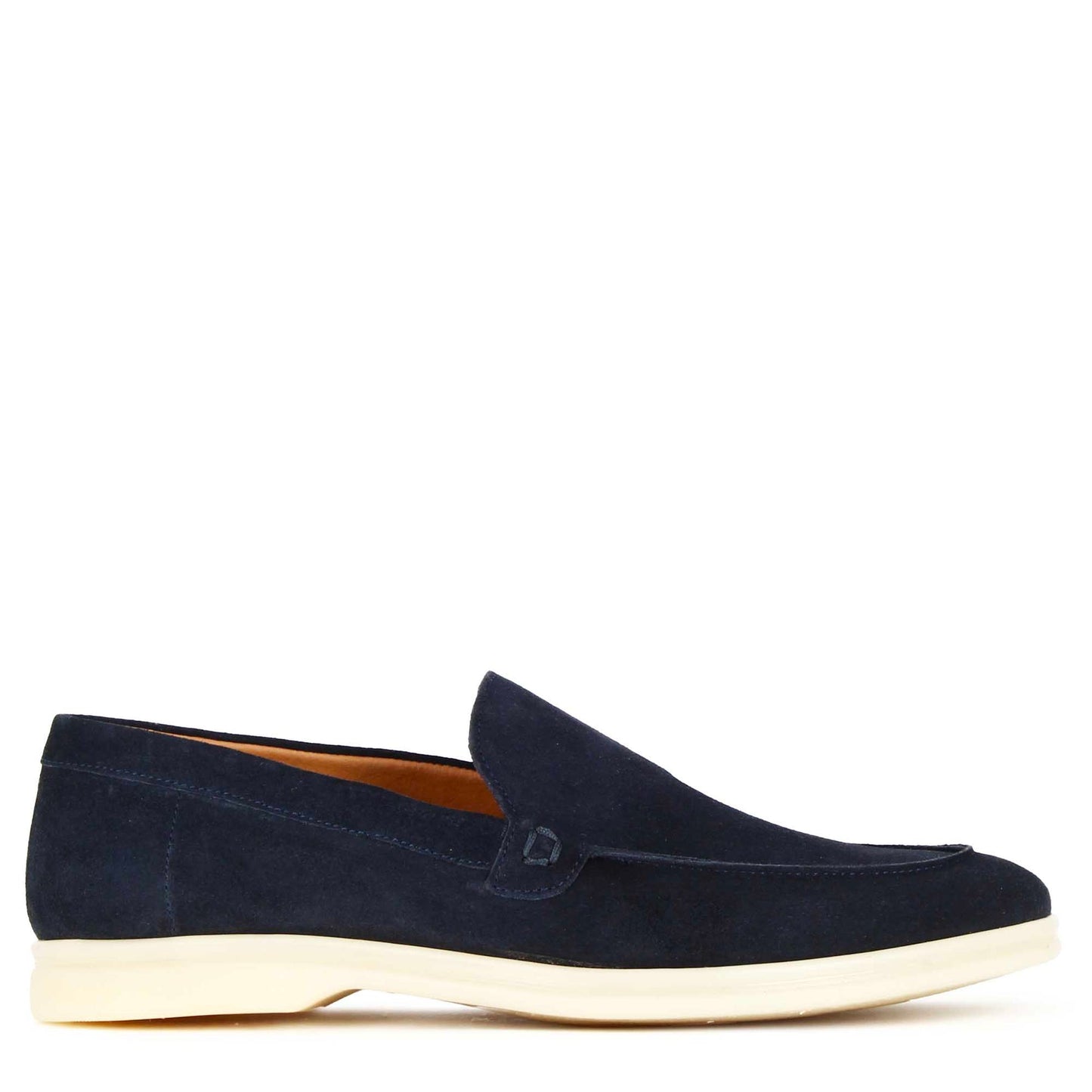 Casual men's moccasin in blue suede
