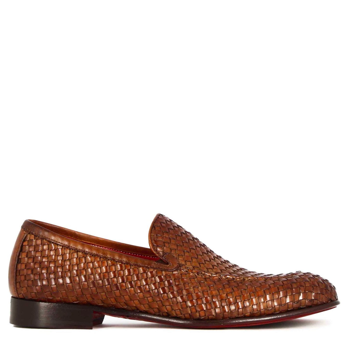 Classic men's loafer in light brown woven leather