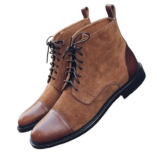 Men's Brown Suede Leather Ankle High Boots