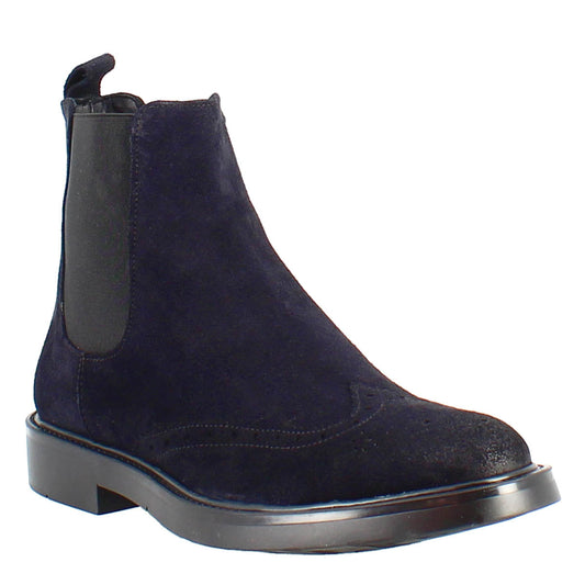 Chelsea boot in blue suede with rubber sole