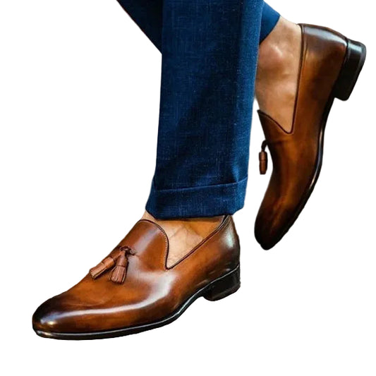 Men's Brown Leather Chaplin Tassel Loafers