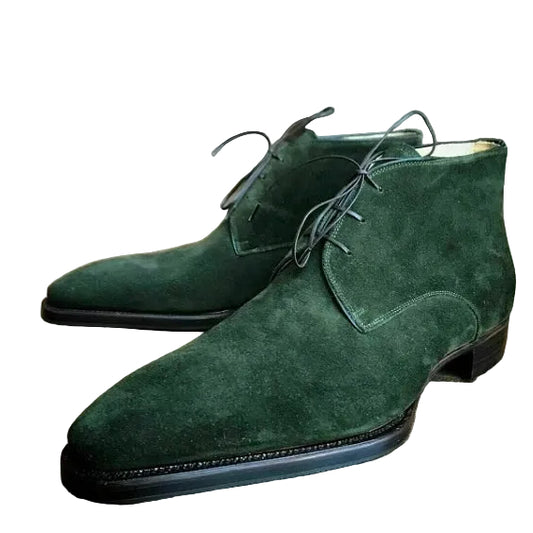 Men's Forest Green Suede Leather Chukka Boots