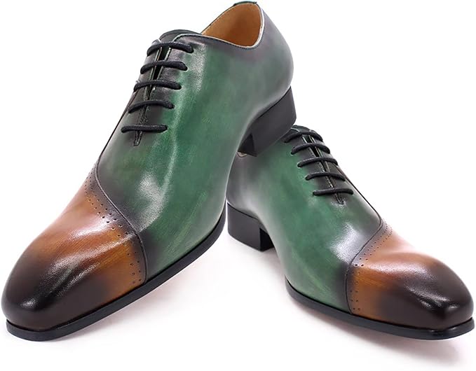 Men's Brown & Purple Leather Formal Oxford Shoes