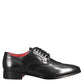 Men's black leather derby with dovetail and square toe