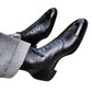 Men's Black Leather Ankle High Luxury Dress Boots