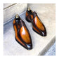 Men's Tan Brown Patina Leather Derby Shoes