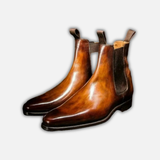 Men's Brown Patina Leather Chelsea Boots