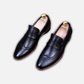 Handmade Men's Black Leather Penny Loafers