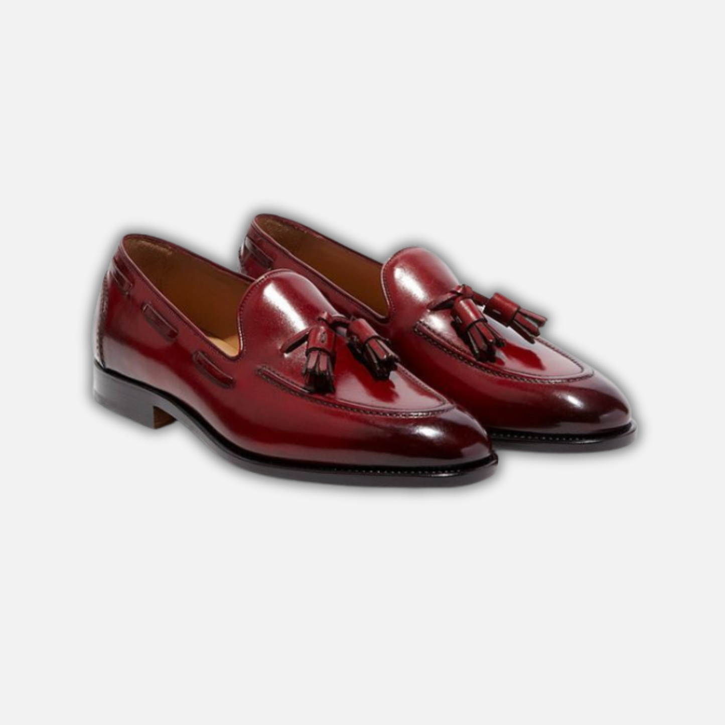 Men's Maroon Leather Tassel Loafers