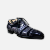 Men's Grey & Black Cap Toe Oxfords