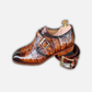 Men's Brown Crocodile Texture Leather Monk Shoes