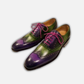 Men's Purple & Green Patina Leather Wingtip Oxford Brogue Shoes