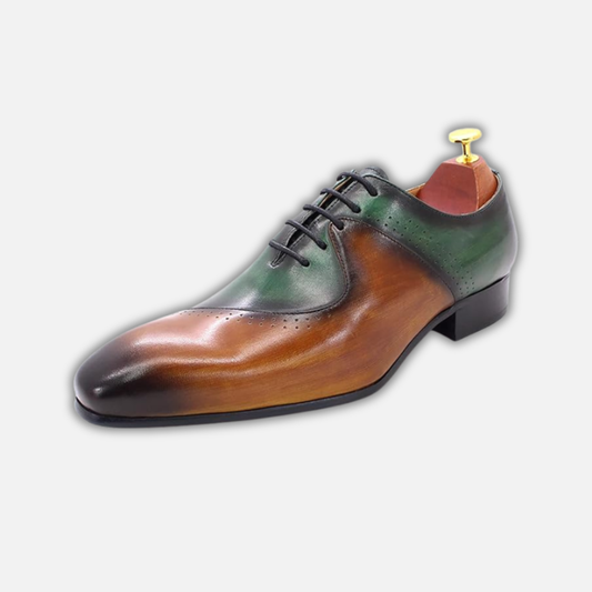 Men's Brown & Purple Leather Formal Oxford Shoes
