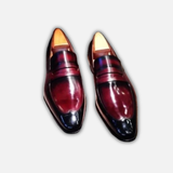Men's Burgundy Patina Leather Penny Loafers