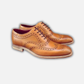 Men's Tan Leather Wingtip Brogue Oxford Shoes