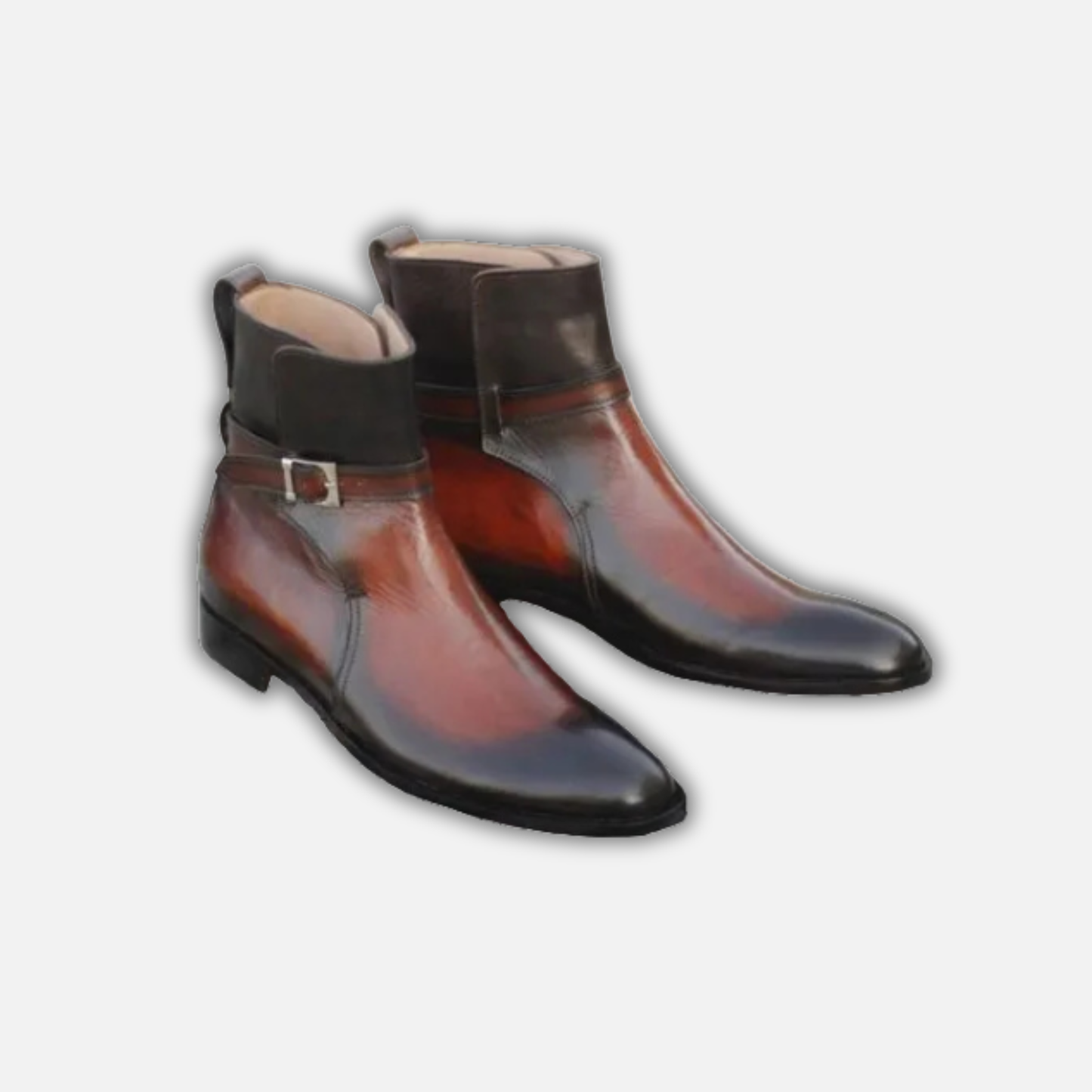 Handmade Men's Brown Patina Leather Jodhpur Boots