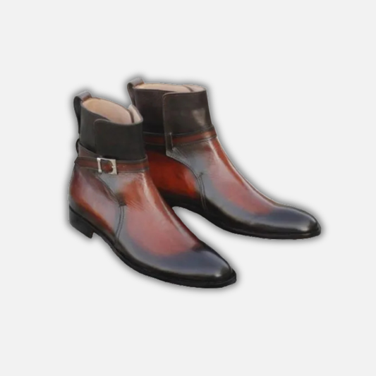 Handmade Men's Brown Patina Leather Jodhpur Boots