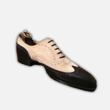 Men's Black & Beige Suede Leather Wingtip Oxford Shoes