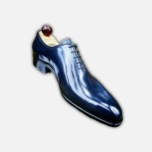 Handmade Men's Blue Patina Leather Formal Shoes