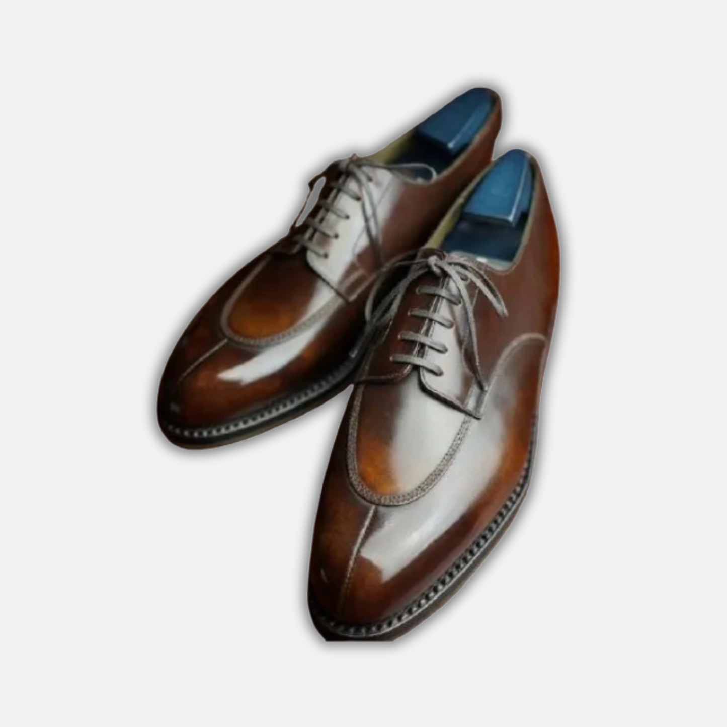 Handmade Men's Brown Patina Leather Dress Shoes