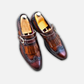 Men's Brown Patina Leather Fringed Wingtip Shoes
