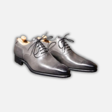 Handmade Men's Grey Patina Leather Formal Oxford Shoes