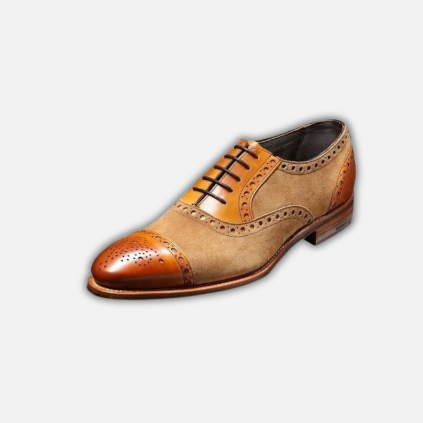Men's Brown Suede Leather Cap Toe Formal Oxford Shoes