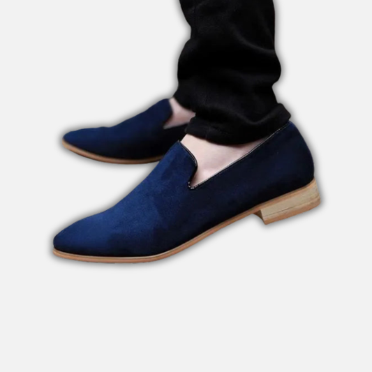 Handmade Men's Blue Suede Leather Moccasin Loafers