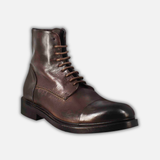 Men's high diver amphibian boot in washed leather in dark brown