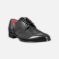 Men's black leather derby with dovetail and square toe