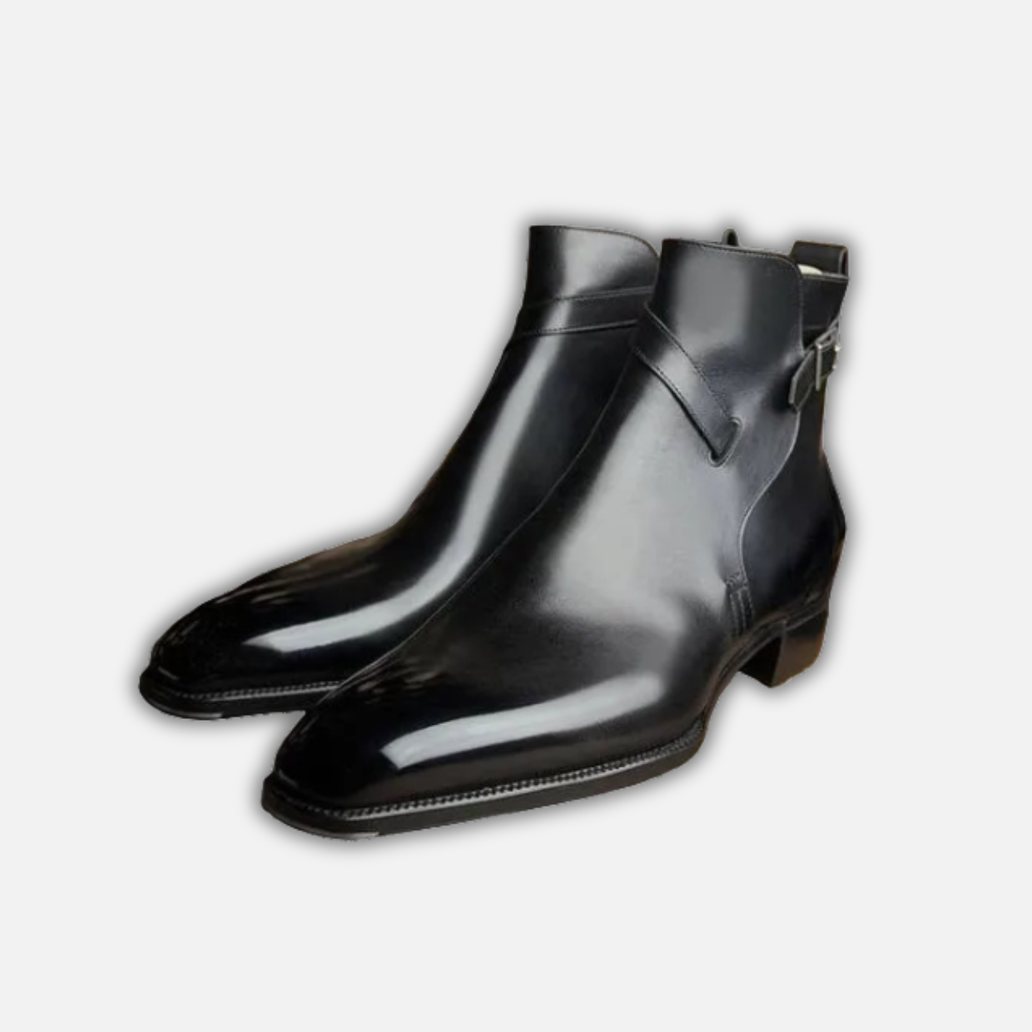Handmade Men's Black Leather Ankle High Jodhpur Boots