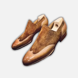 Men's Two Tone Brown Leather & Suede Shoes