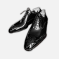 Men's Handmade Black Leather Medallion Toe Shoes