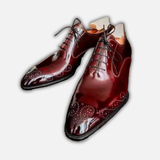 Men's Handmade Ox Blood Leather Medallion Toe Shoes
