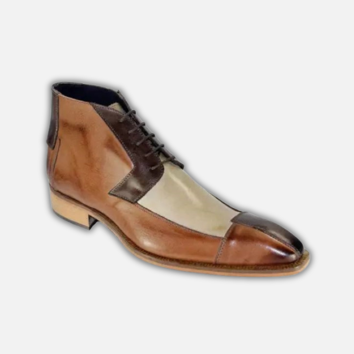 Handmade Men's Tri Tone Genuine Leather Boots