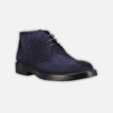 Smooth men's ankle boot in dark blue suede leather