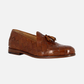 Men's loafers with tassels in light brown woven leather