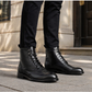 Men's high amphibious brogue boot in black leather